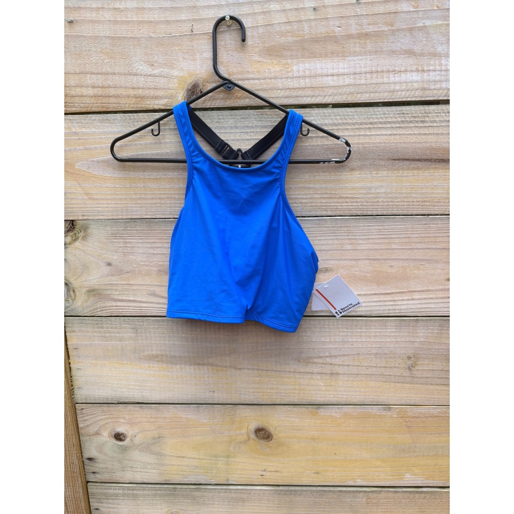 Sports Illustrated Womens Royal Blue High Neck Racerback Bikini Top Size M NWT